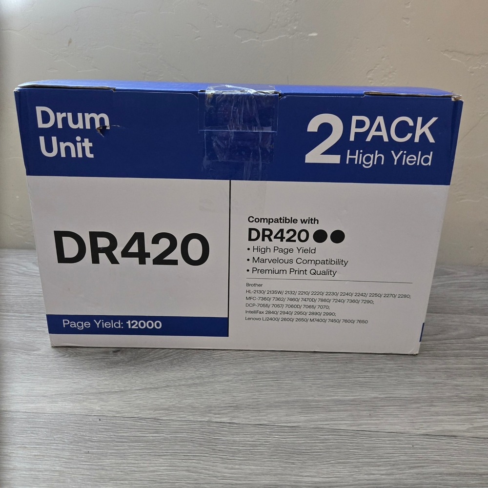 Kogain Black Drum Unit 2 Pack High Yield DR420 Replacement Laser Printer Supply